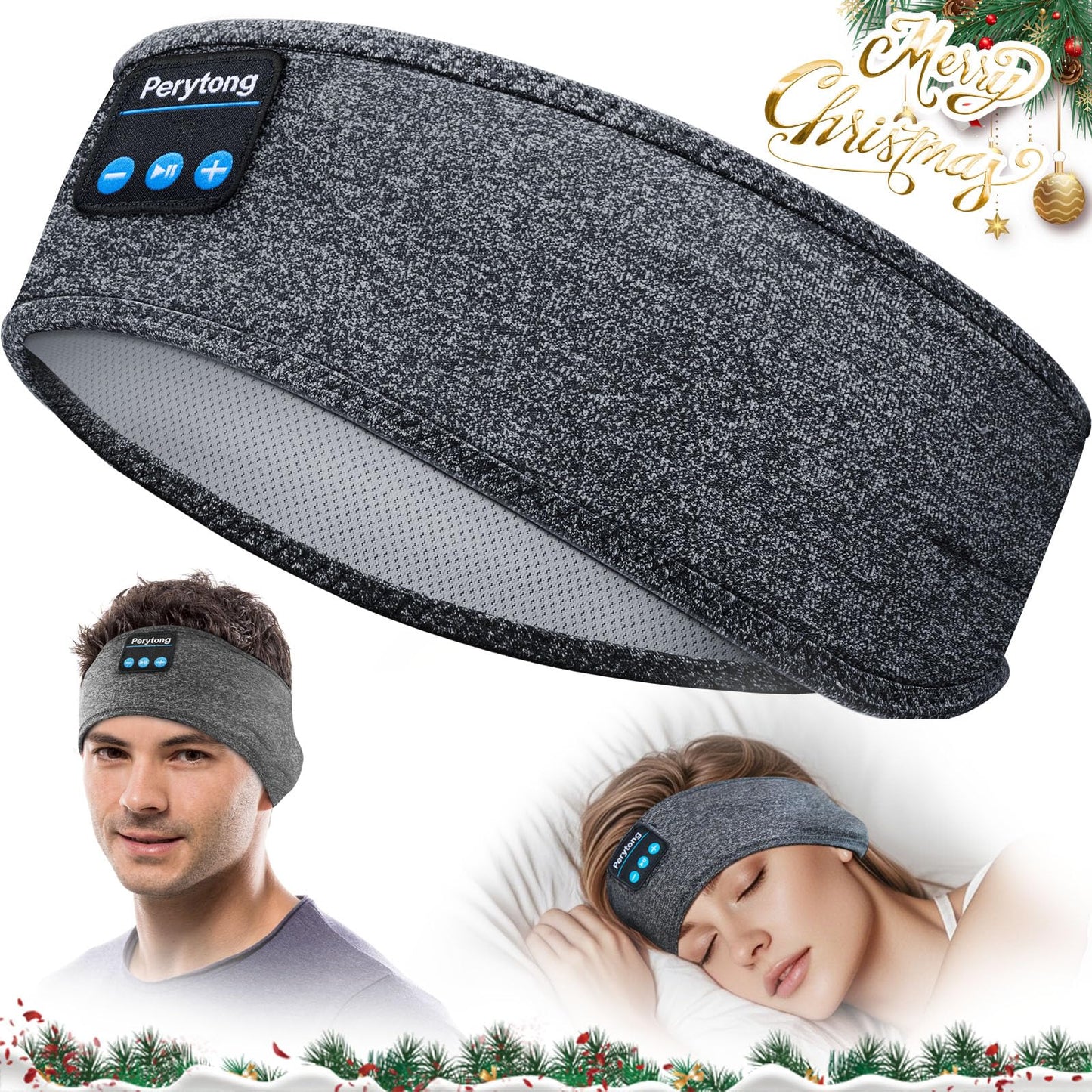 Sleep Headphones Bluetooth 5.2 Headband Sleeping Headphones Sports Wireless Earphones Sweat Resistant Earbuds with Ultra-Thin HD Stereo Speaker for Workout Running Cool Gadgets Unique Gifts