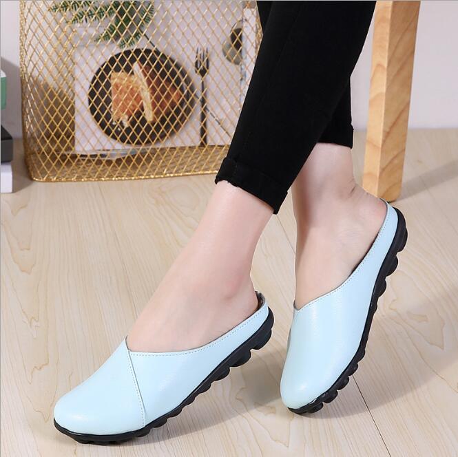 Wholesale Women's Leather Flat Spring Summer Slippers