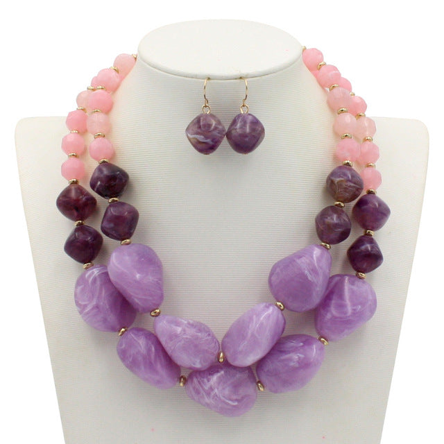 Double Layer Beaded Resin Sweater Chain for Women