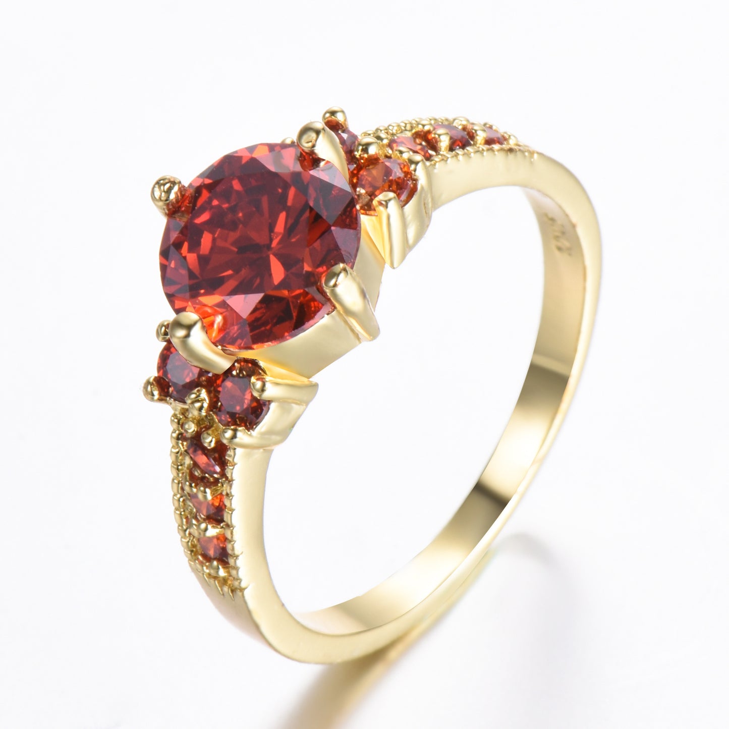 Rhinestone Zircon Four-Claw Round Ring