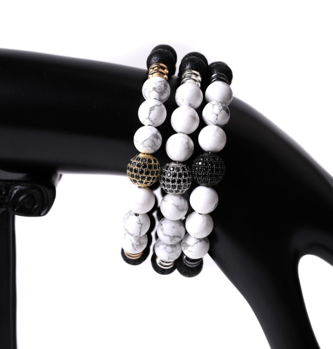 Tigereye Beads Copper Inlay Men's Luxury Bracelet