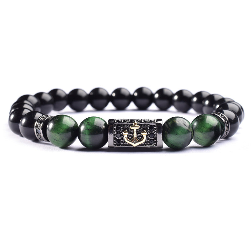 Tigereye Beads Copper Inlay Men's Luxury Bracelet