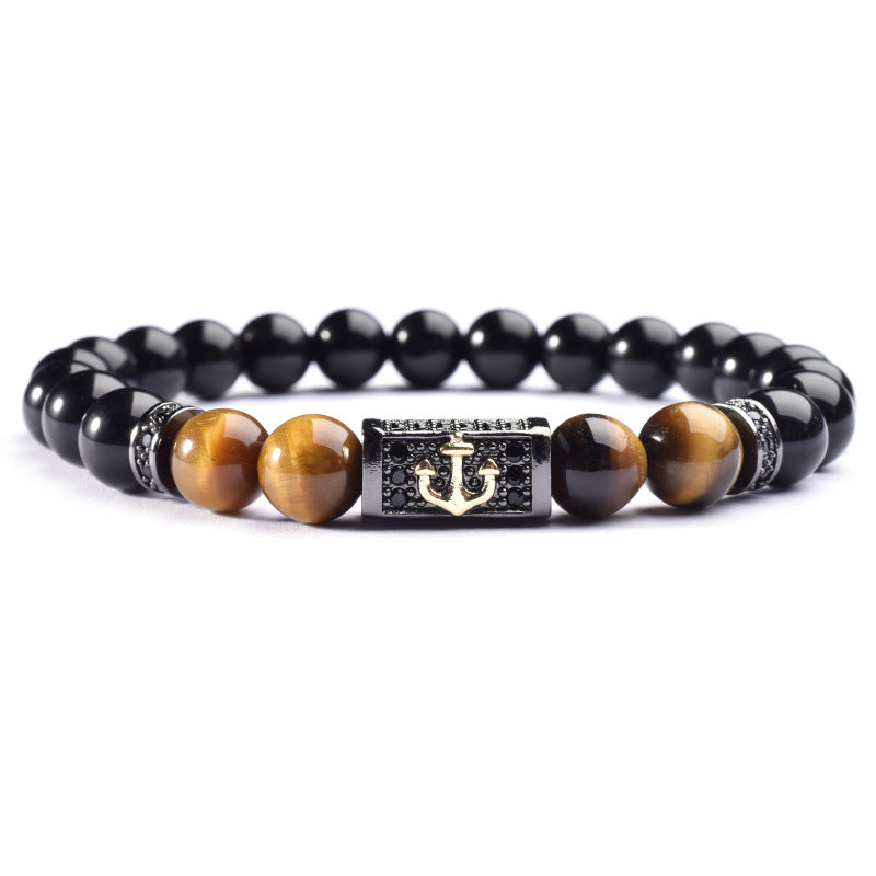 Tigereye Beads Copper Inlay Men's Luxury Bracelet