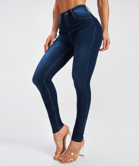 High Waisted Dark Wash Slim Fit Jeans for Women