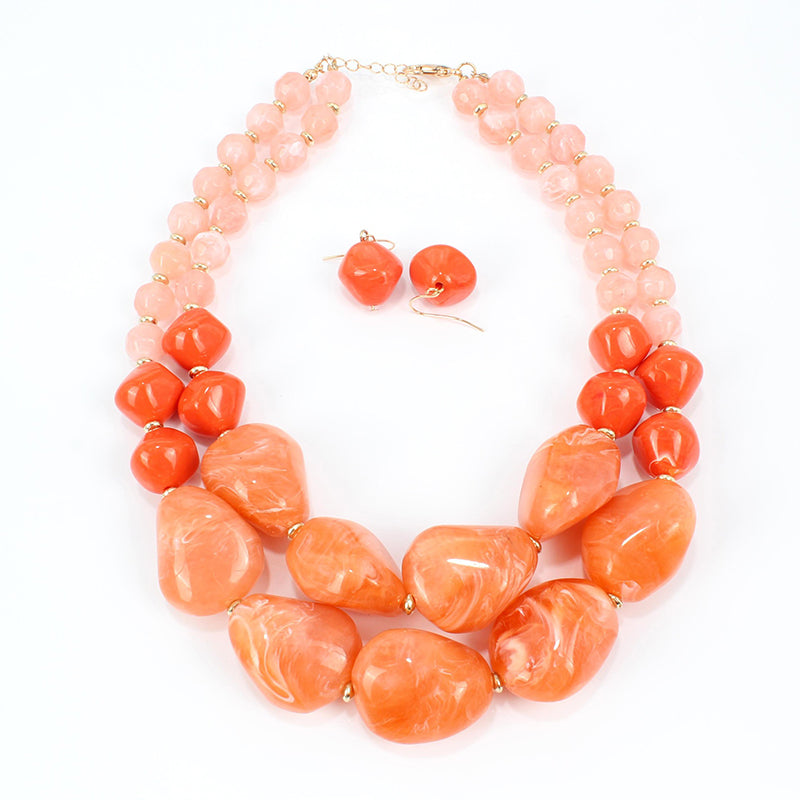 Double Layer Beaded Resin Sweater Chain for Women