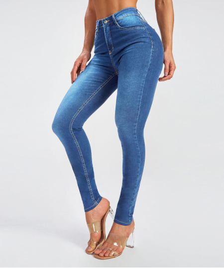 High Waisted Dark Wash Slim Fit Jeans for Women