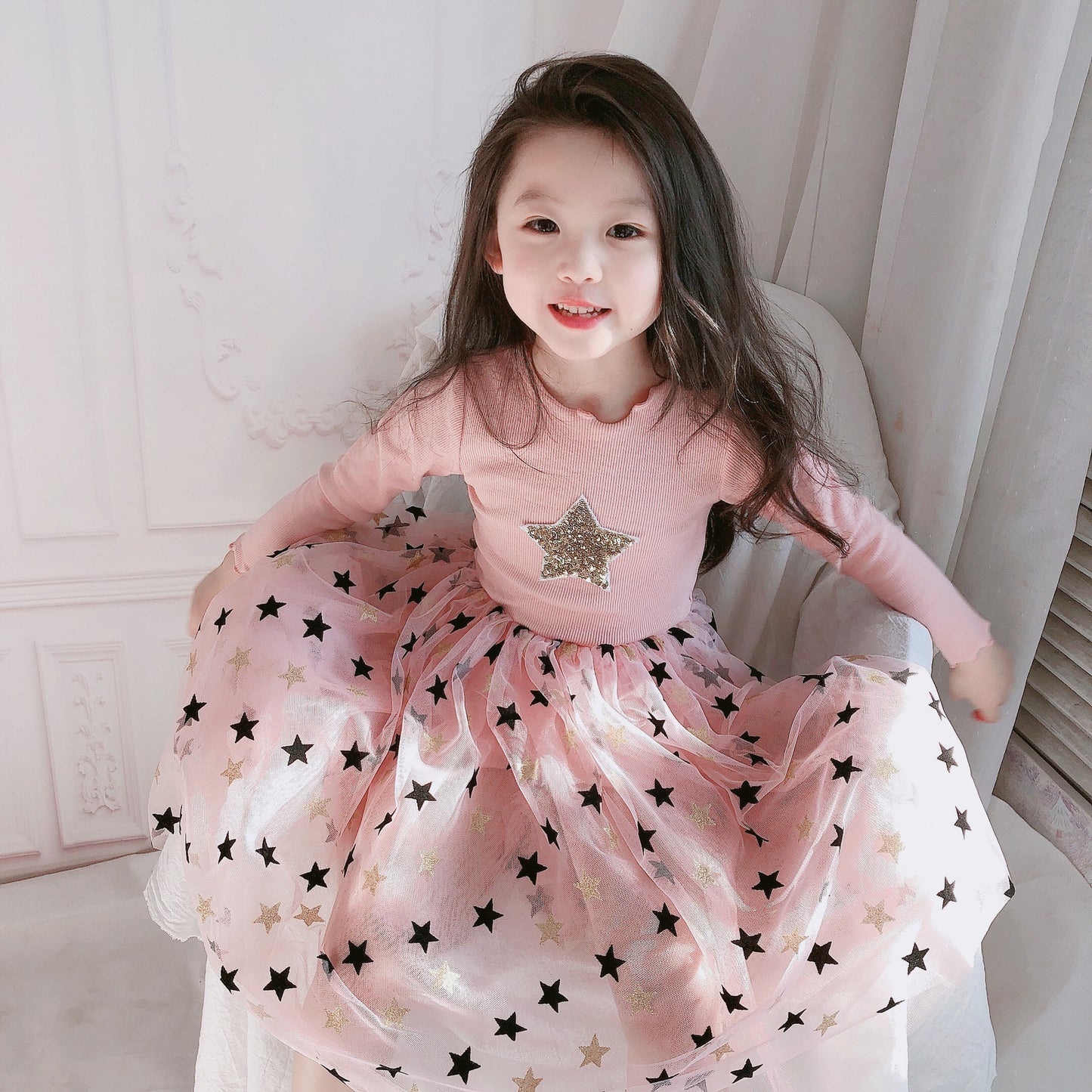 Girls' Star Fluffy Mesh Princess Dresses and Skirts