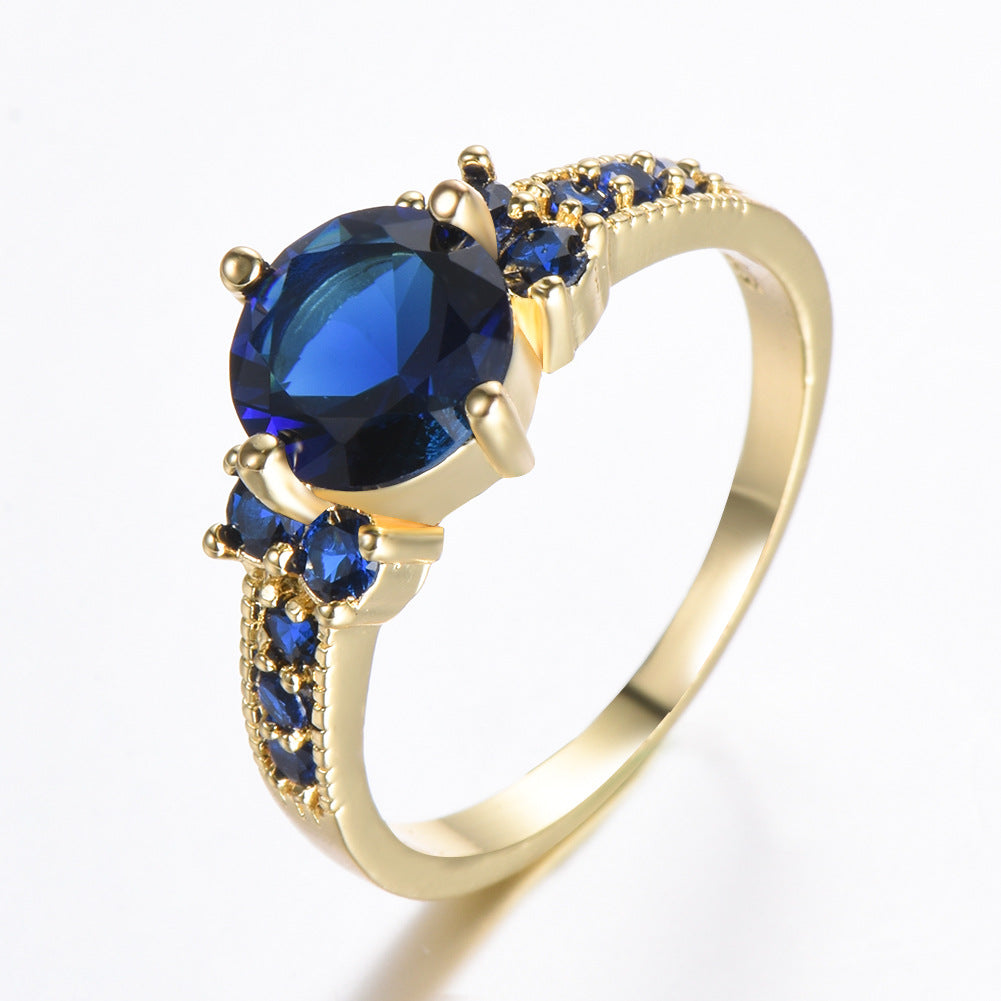 Rhinestone Zircon Four-Claw Round Ring