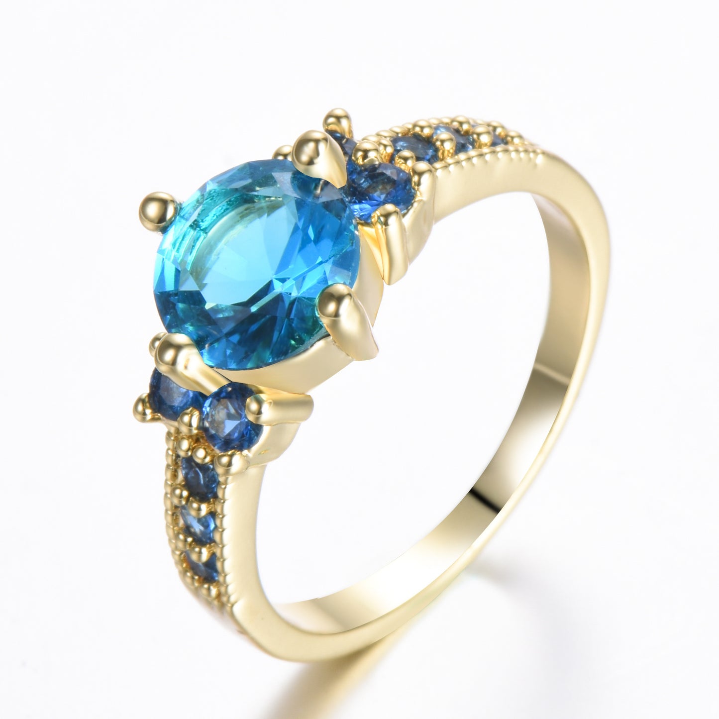 Rhinestone Zircon Four-Claw Round Ring