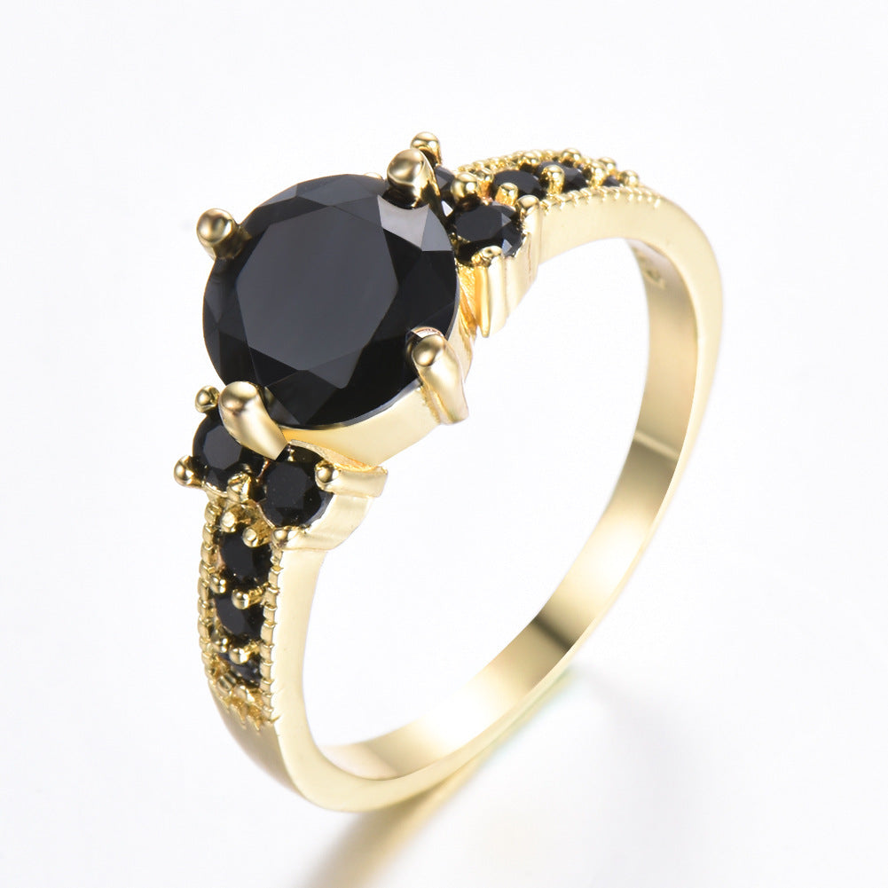 Rhinestone Zircon Four-Claw Round Ring