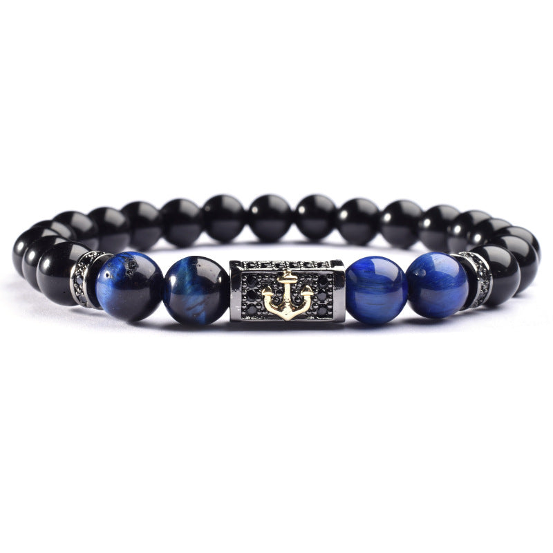 Tigereye Beads Copper Inlay Men's Luxury Bracelet