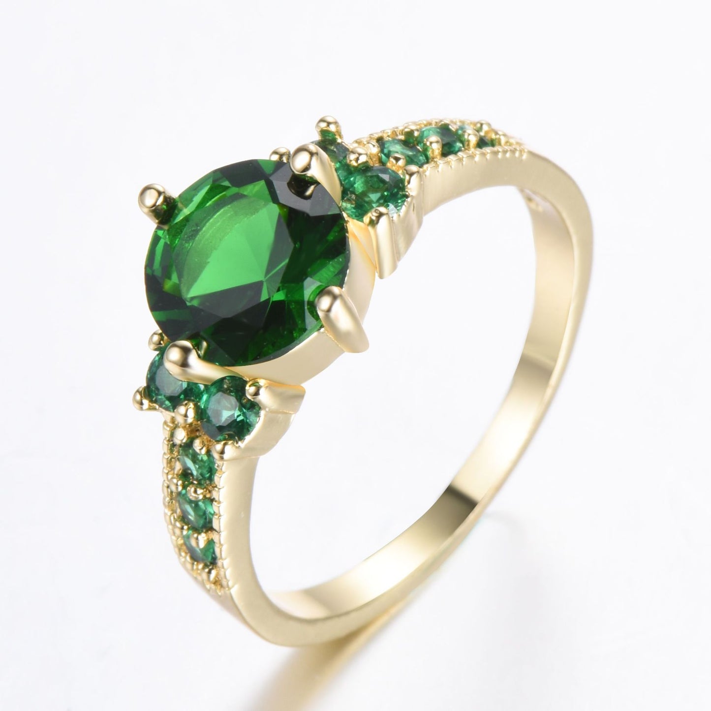 Rhinestone Zircon Four-Claw Round Ring