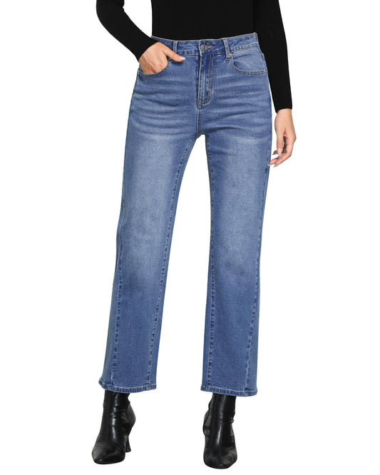 GRAPENT Womens Clothing Womens High Waisted Jeans Light Wash Jeans Women Baggy Straight Leg Jeans for Women Pants for Women Trendy Jeans Baggy Color Medium Blue Medium Size 8 to 10