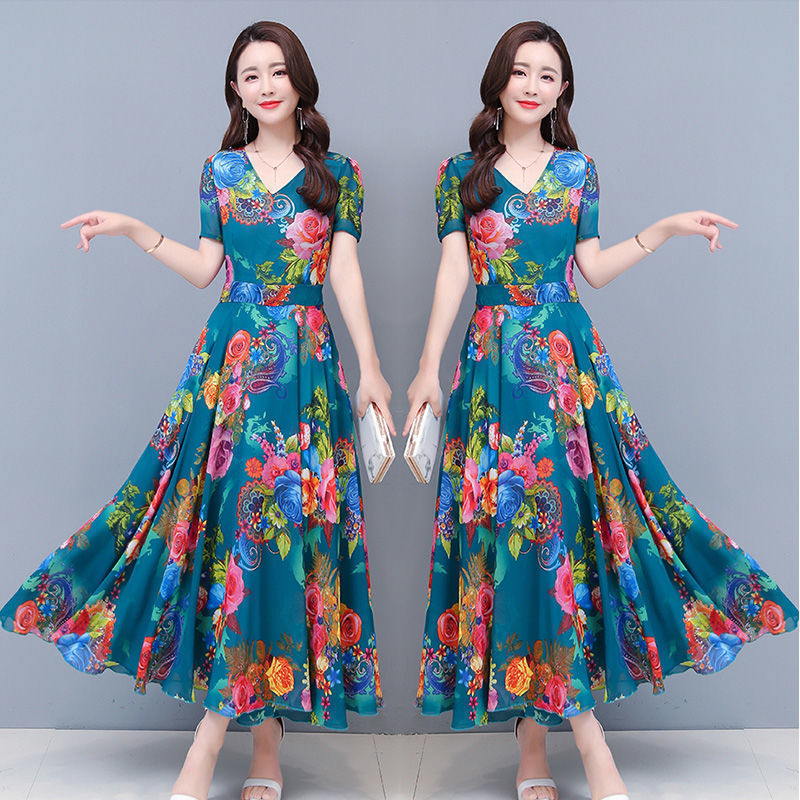 Slim Round Neck Short Sleeve Dress for Women