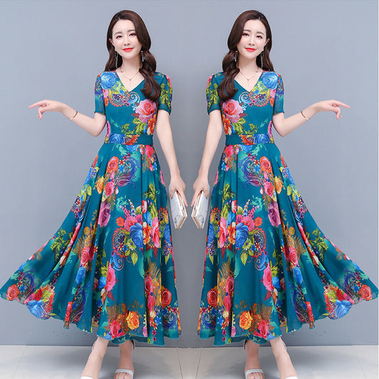 Slim Round Neck Short Sleeve Dress for Women