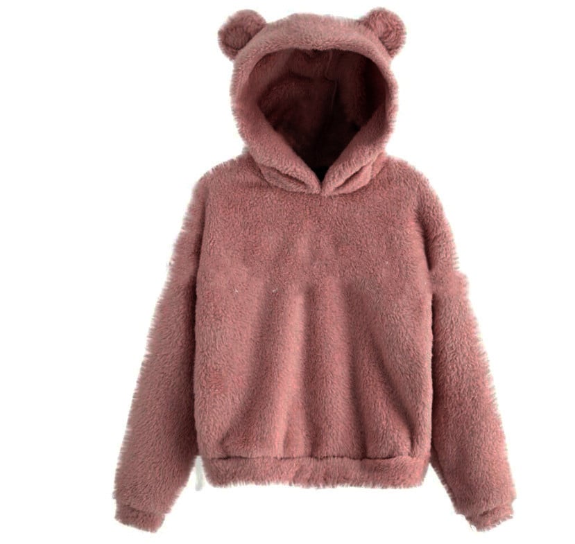 Fluffy Rabbit Ears Hooded Warm Sweater