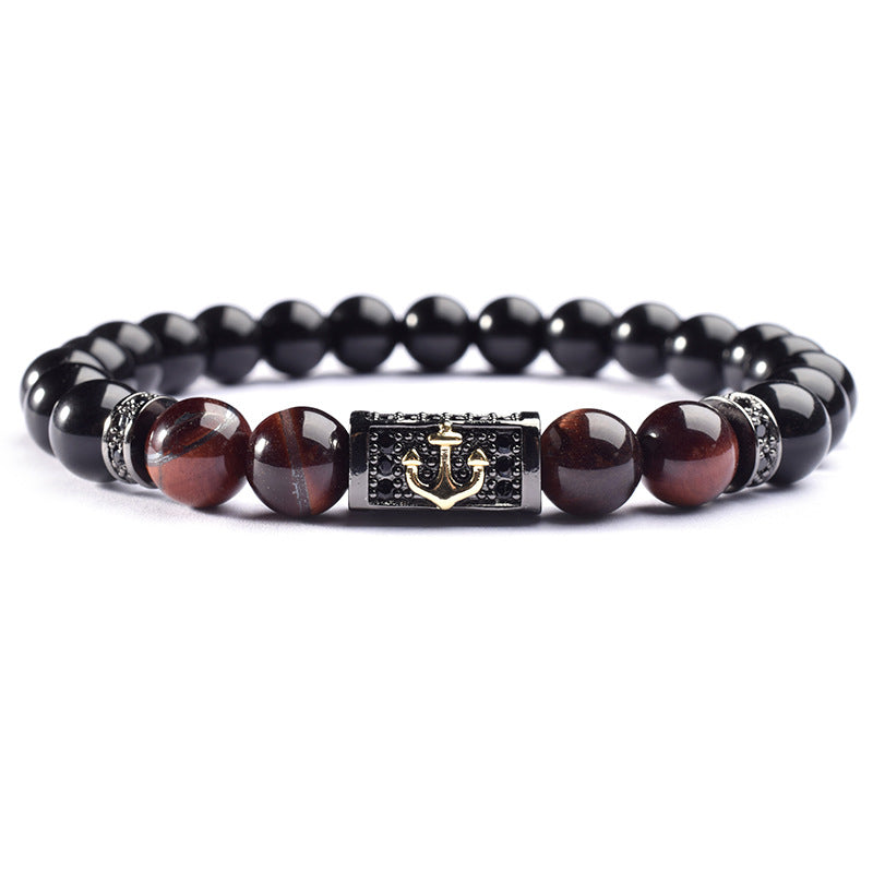 Tigereye Beads Copper Inlay Men's Luxury Bracelet