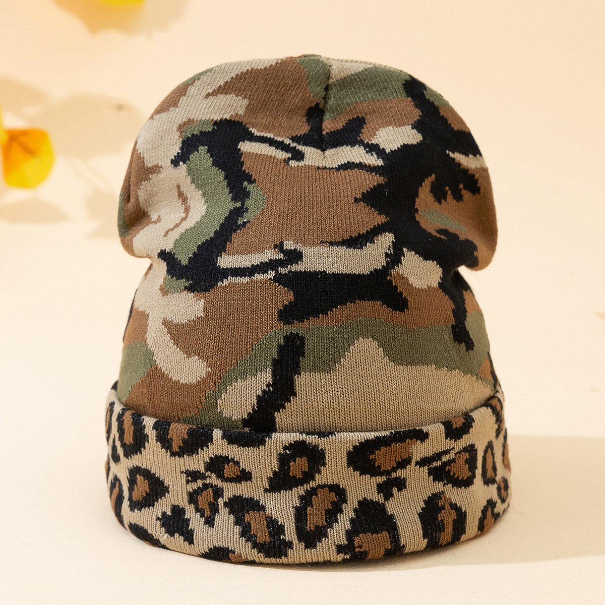 Camo Leopard Pattern Women's Hat for Autumn & Winter