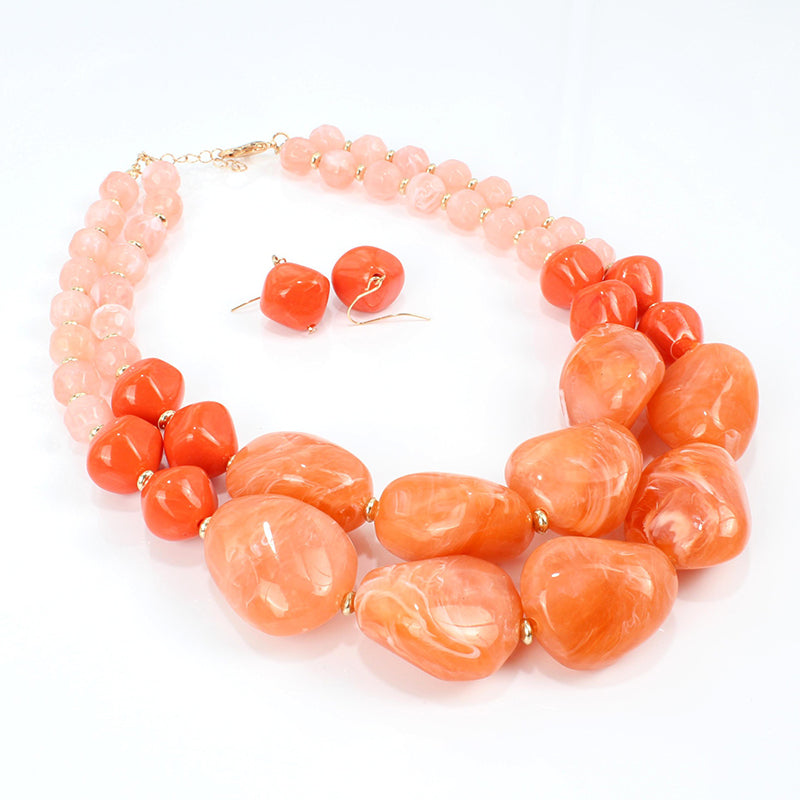 Double Layer Beaded Resin Sweater Chain for Women