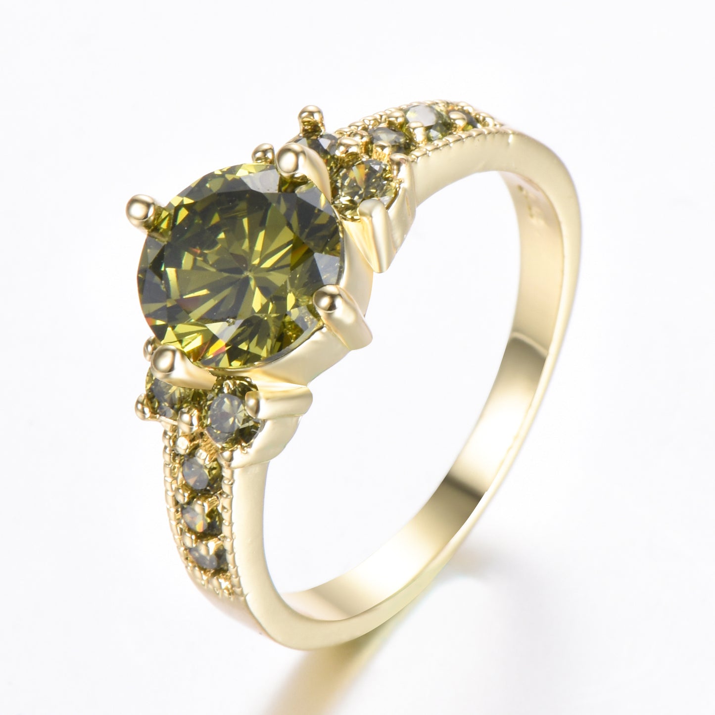 Rhinestone Zircon Four-Claw Round Ring
