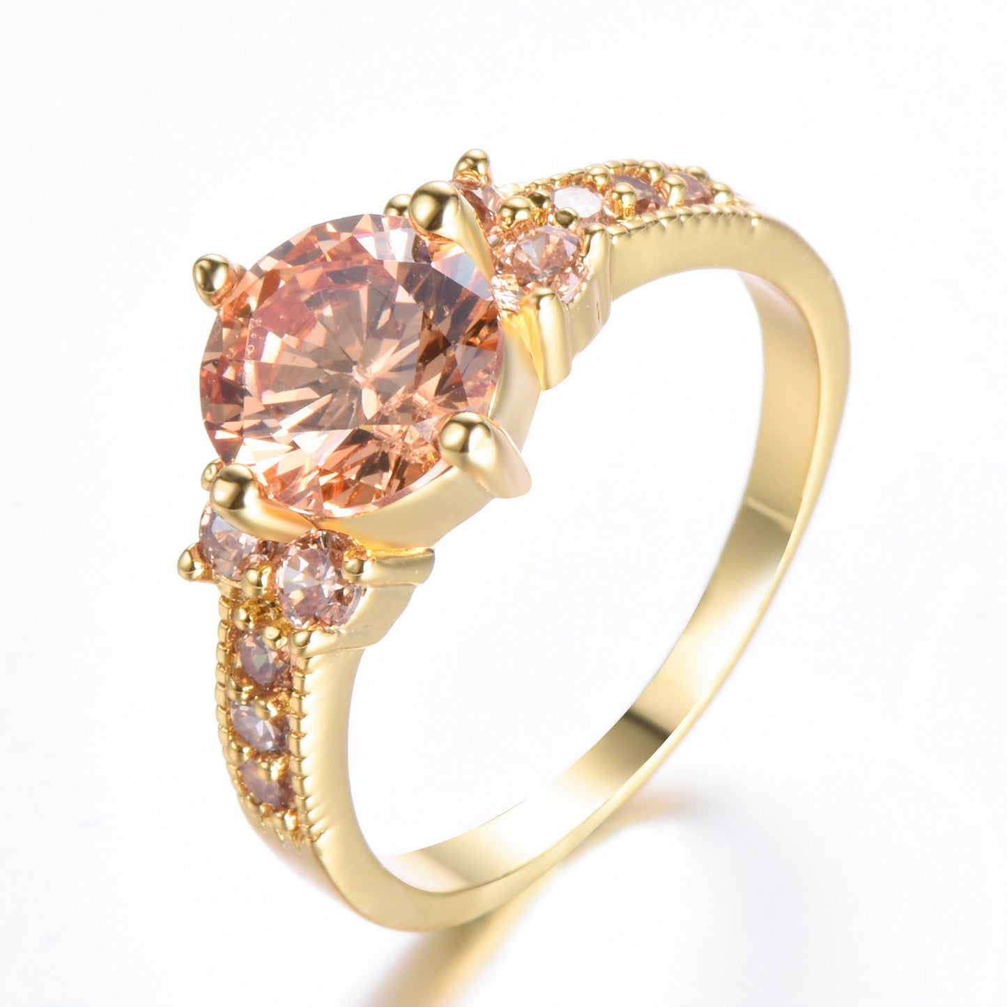Rhinestone Zircon Four-Claw Round Ring