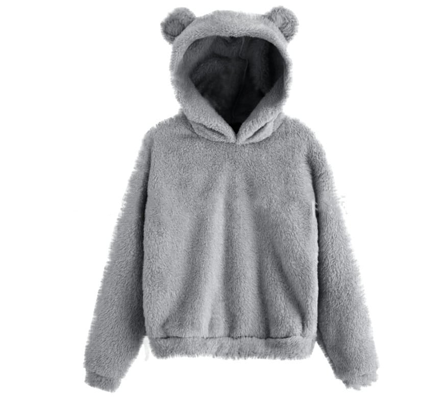 Fluffy Rabbit Ears Hooded Warm Sweater