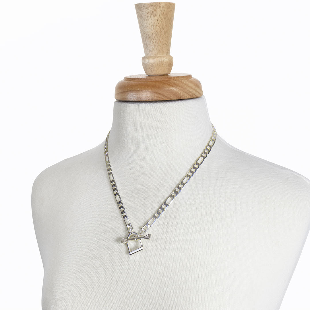 Cortina - Cuban Chain Horse Stirrup Necklace in Silver
