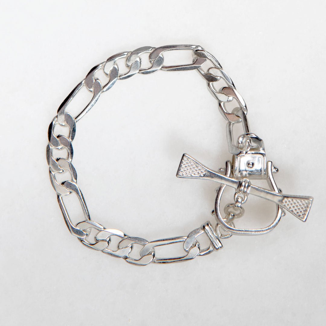 Cortina - Cuban Chain Western Stirrup Bracelet in Silver