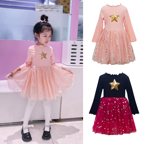 Girls' Star Fluffy Mesh Princess Dresses and Skirts