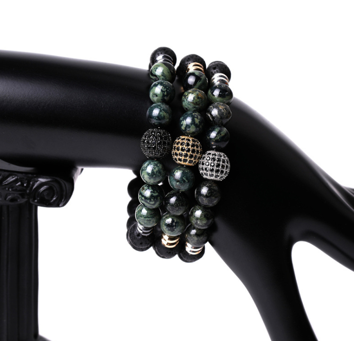 Tigereye Beads Copper Inlay Men's Luxury Bracelet