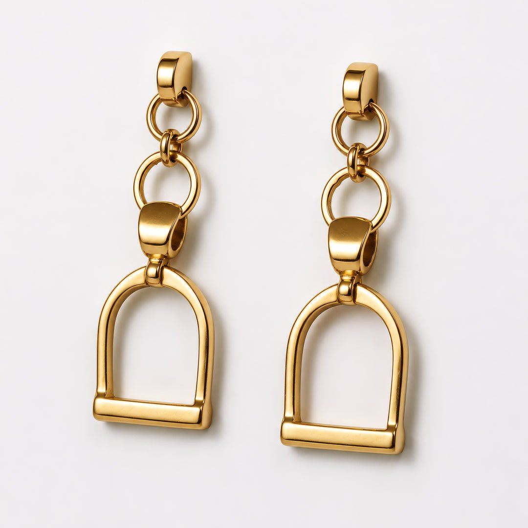 Langley - Equestrian Riding Stirrup Earring in Gold