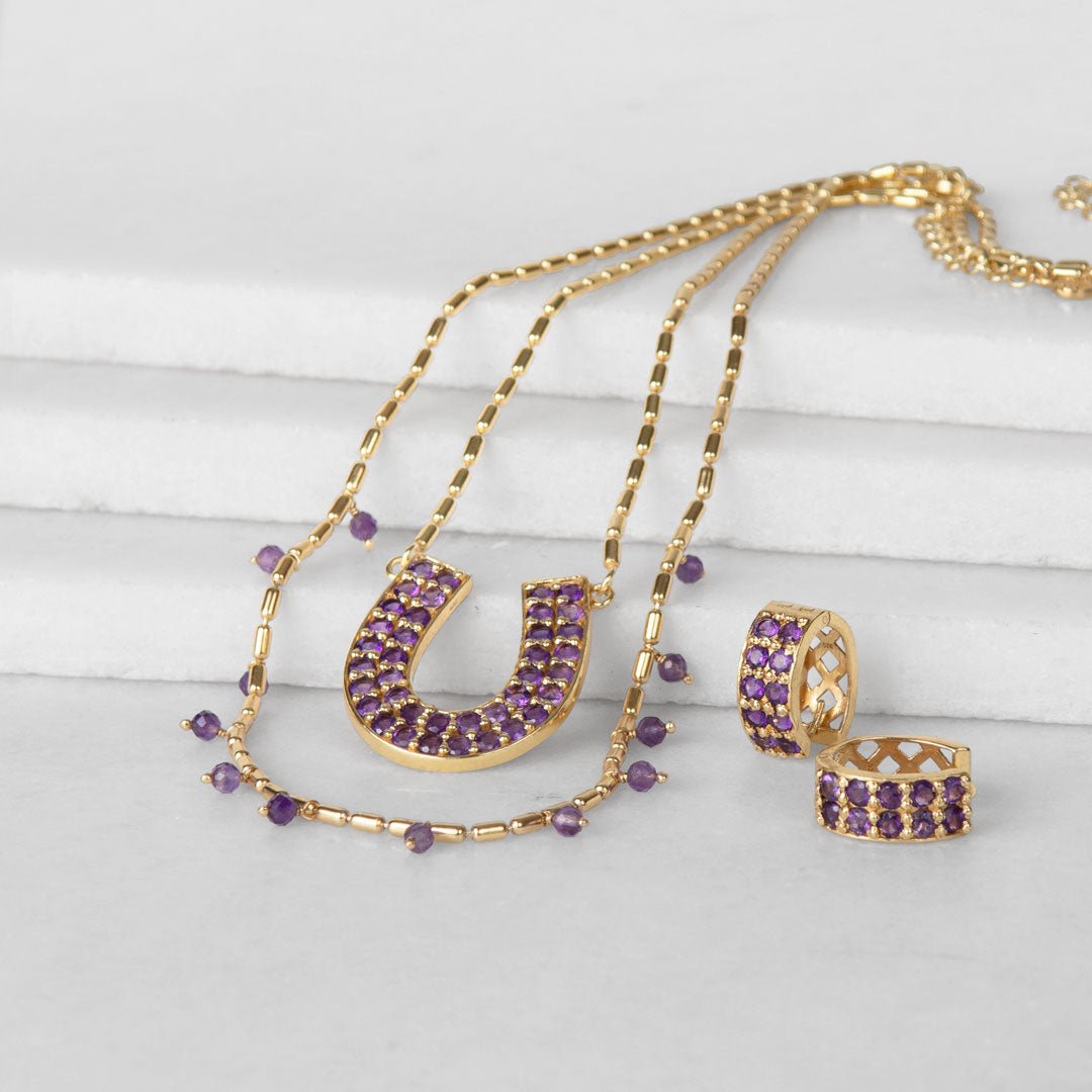 Prism - Amethyst Equestrian Horseshoe Necklace Or Choker
